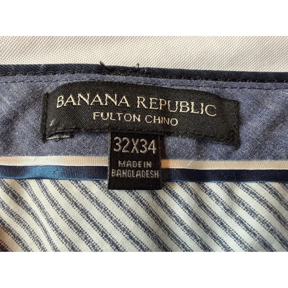 Banana Republic Mens Fulton Stretch Chino Pants Size 32X34 Navy Office Workwear